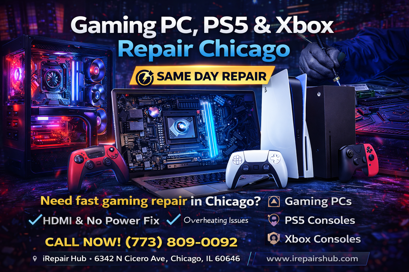 Gaming PC, PS5 & Xbox Repair in Chicago – Same Day Console & Computer Fix