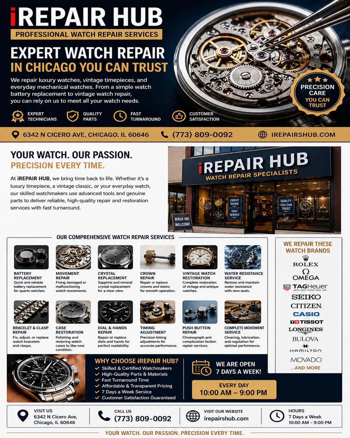 ⌚ Expert Watch Repair in Chicago: Restoring Timepieces with Precision at iREPAIR HUB
