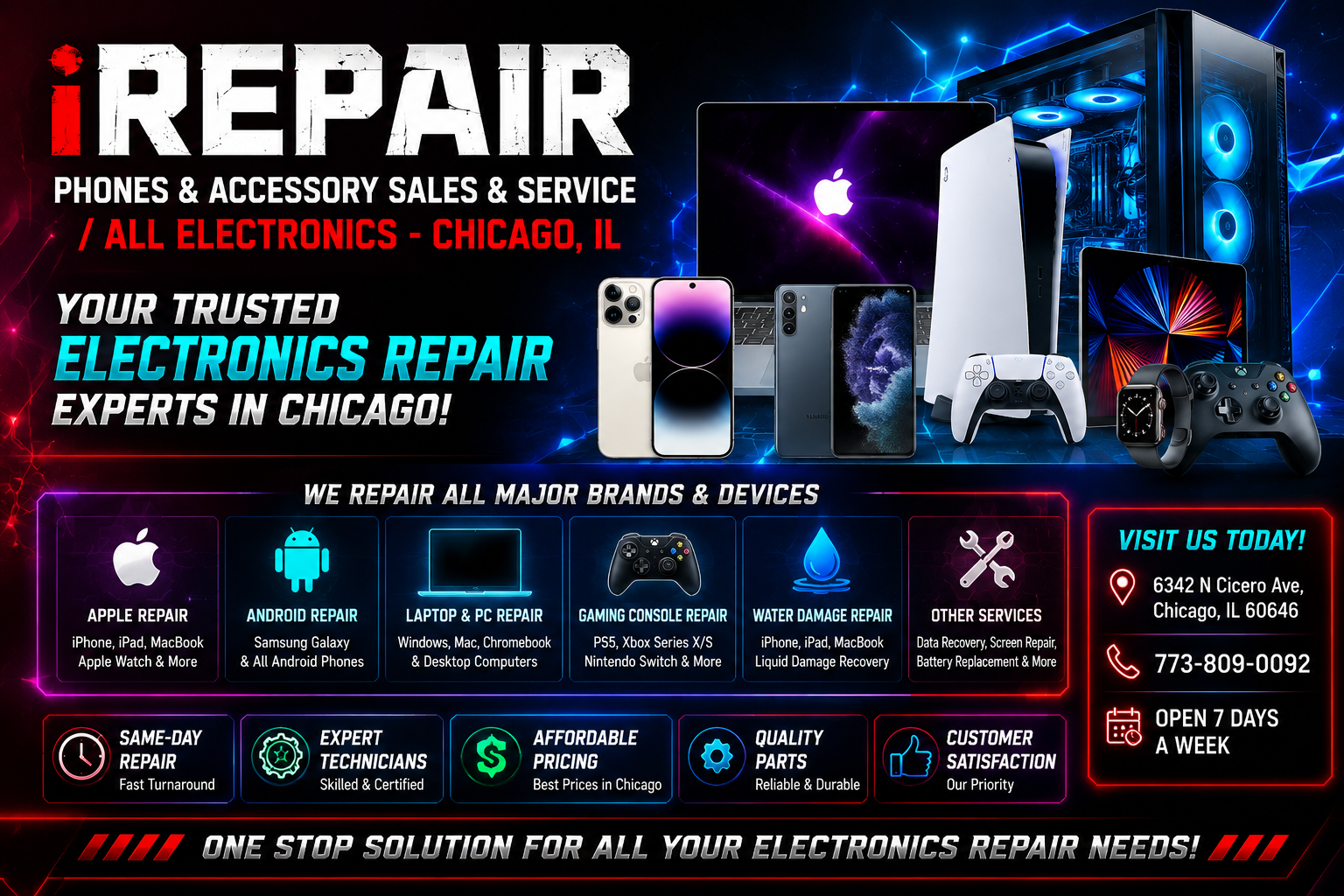 Best Electronics Repair in Chicago – Expert iPhone, MacBook, Laptop & Gaming Console Repair Services